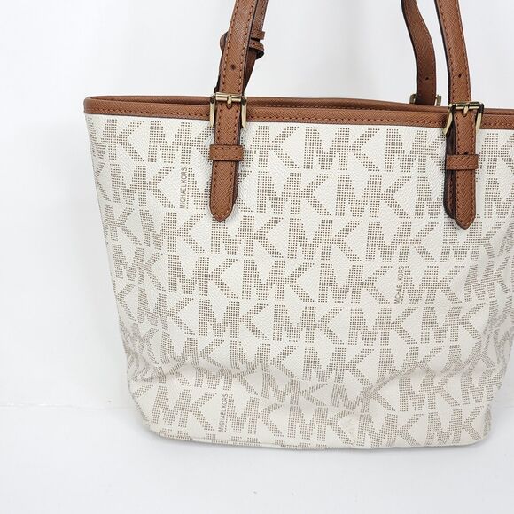 Michael Kors Jet Set Large Signature Tote Shoulder Bag Logo Womens - Picture 10 of 12